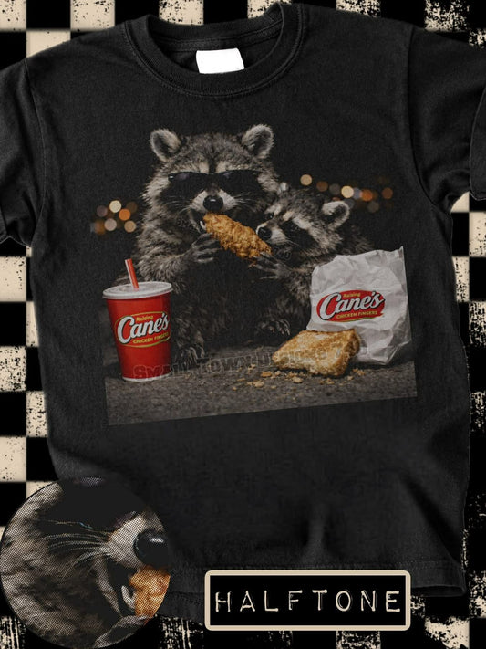 DTF Print - Halftone Raccoon Chicken Tender