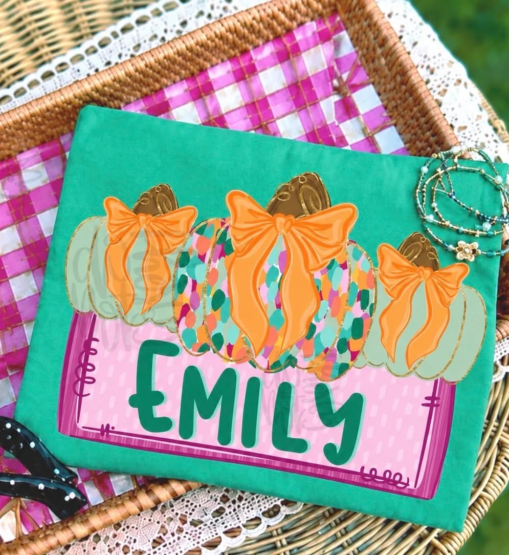 Girly Pumpkin Name Kids Top