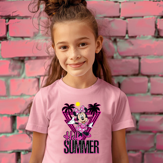Hello Summer Pink Mouse Kids Top
