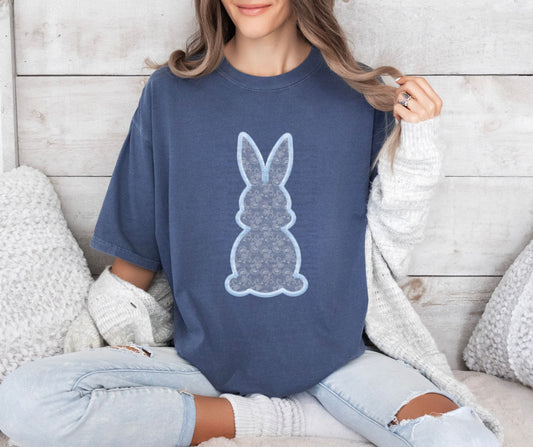 DTF Print - Faux Embroidered Lace Bunny