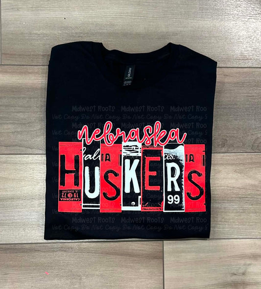 RTS XL Nebraska Hu$kers License Plate Tshirt