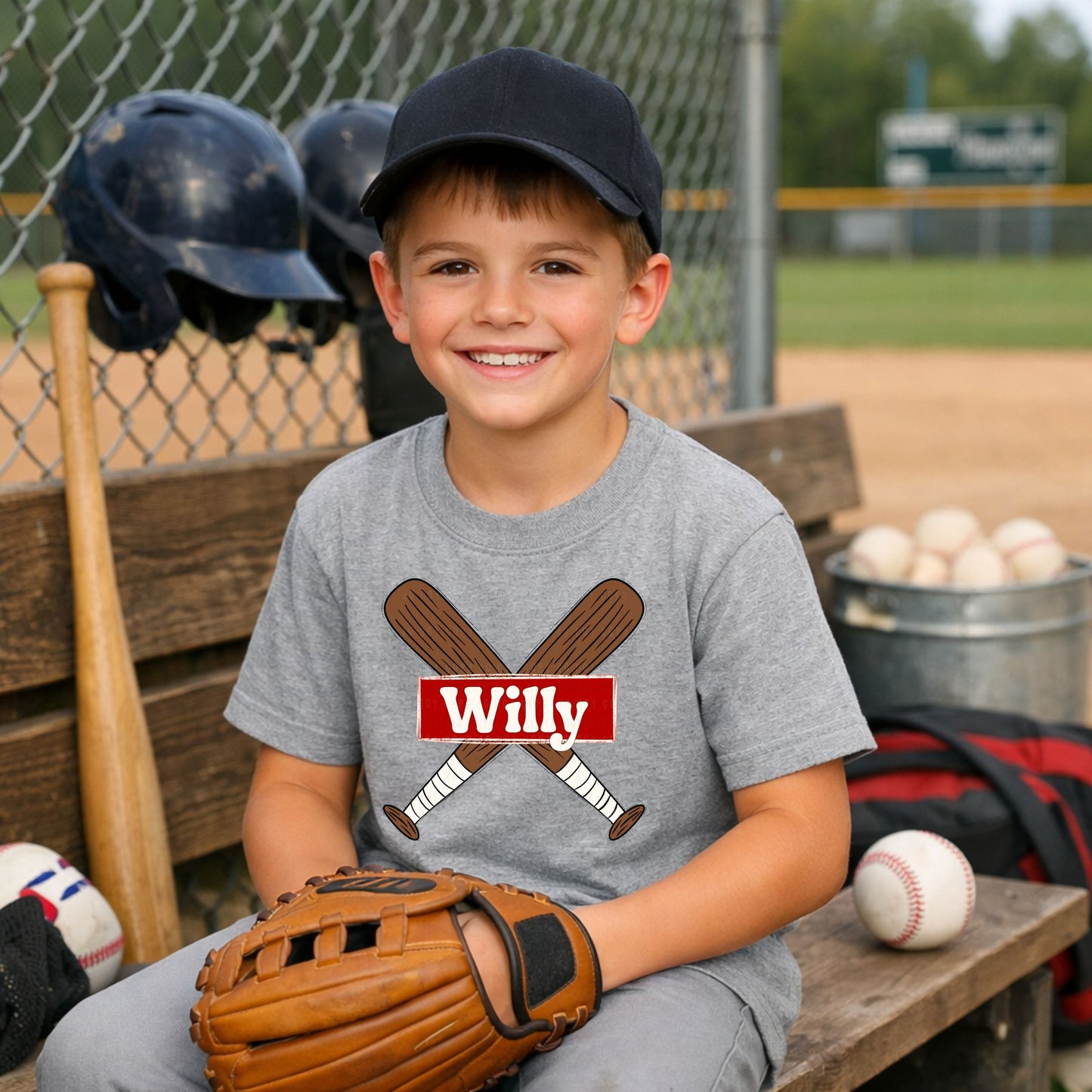 Baseball Bat Name Plate Kids Top