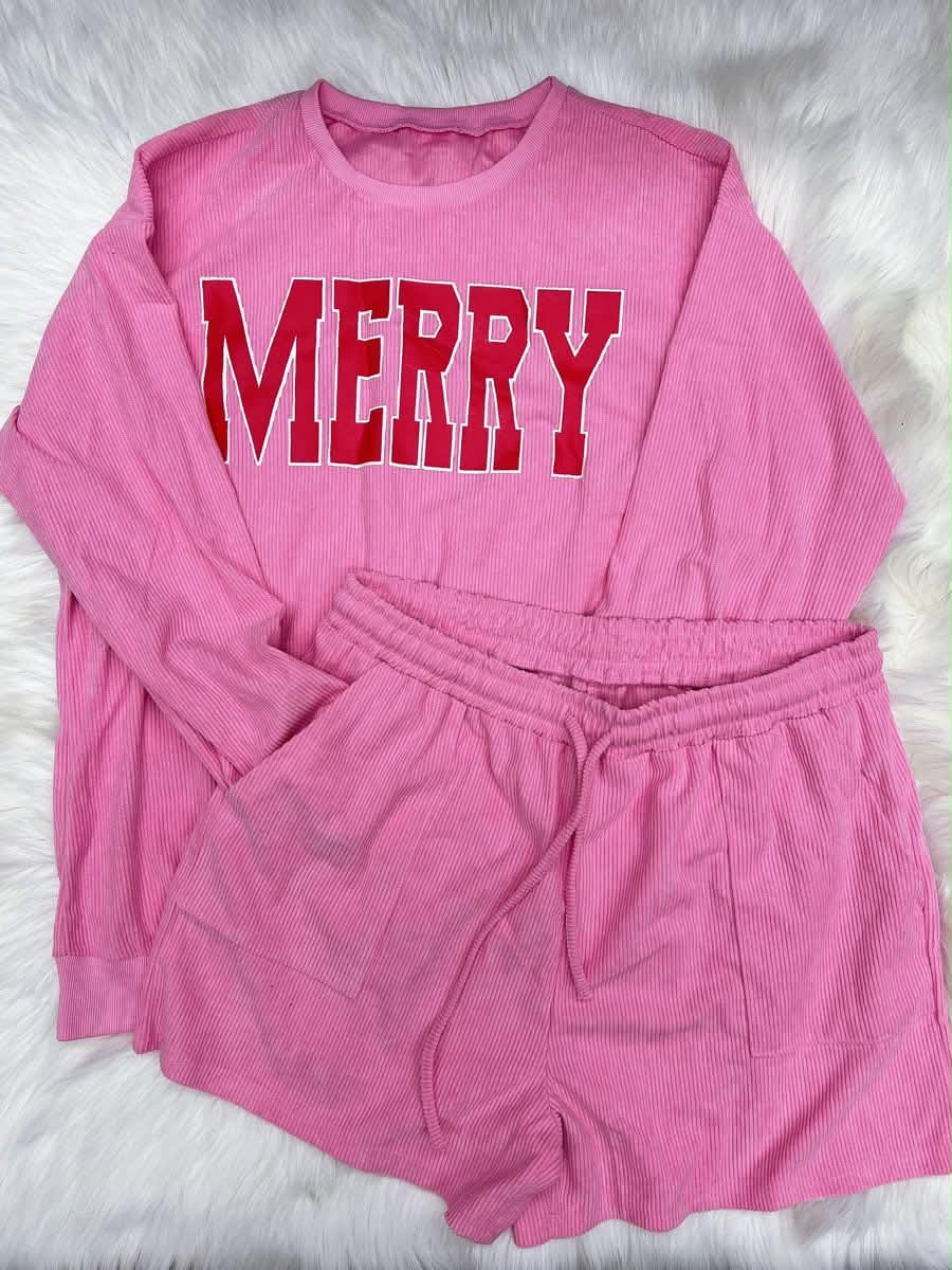 Pre Order Merry Sweatshirt and Short Set