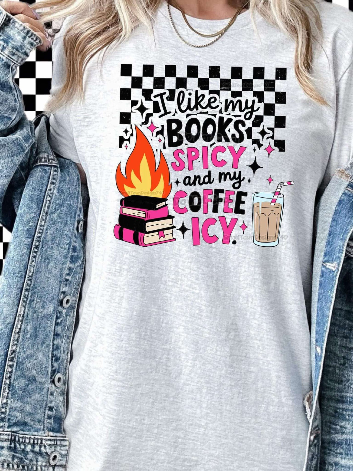 DTF Print - I like my books spicy and my coffee icy