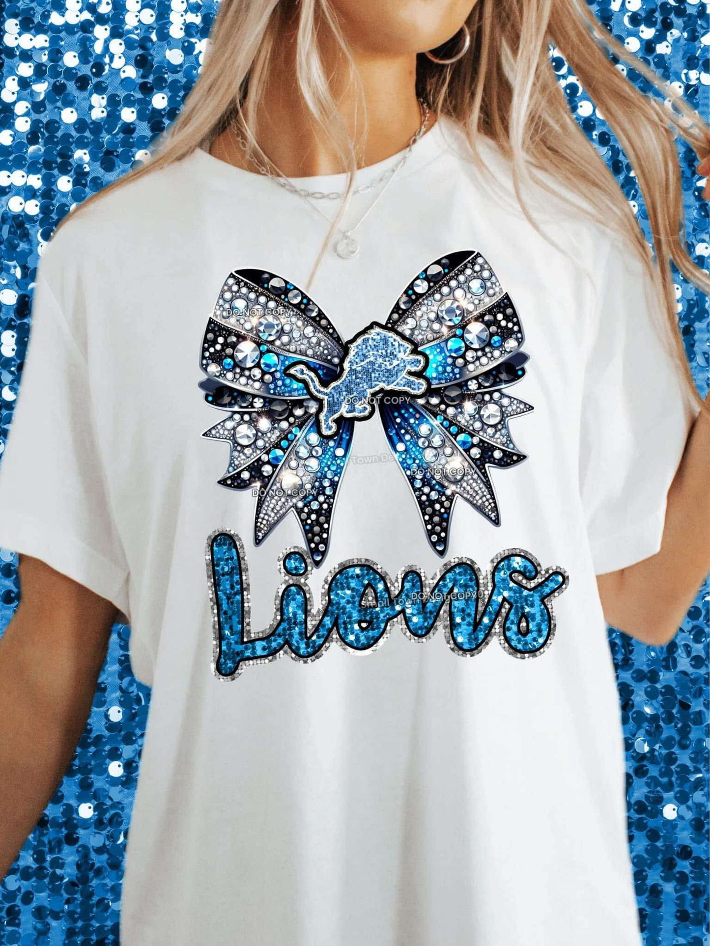 DTF Print - Faux Glitter Bow Lions