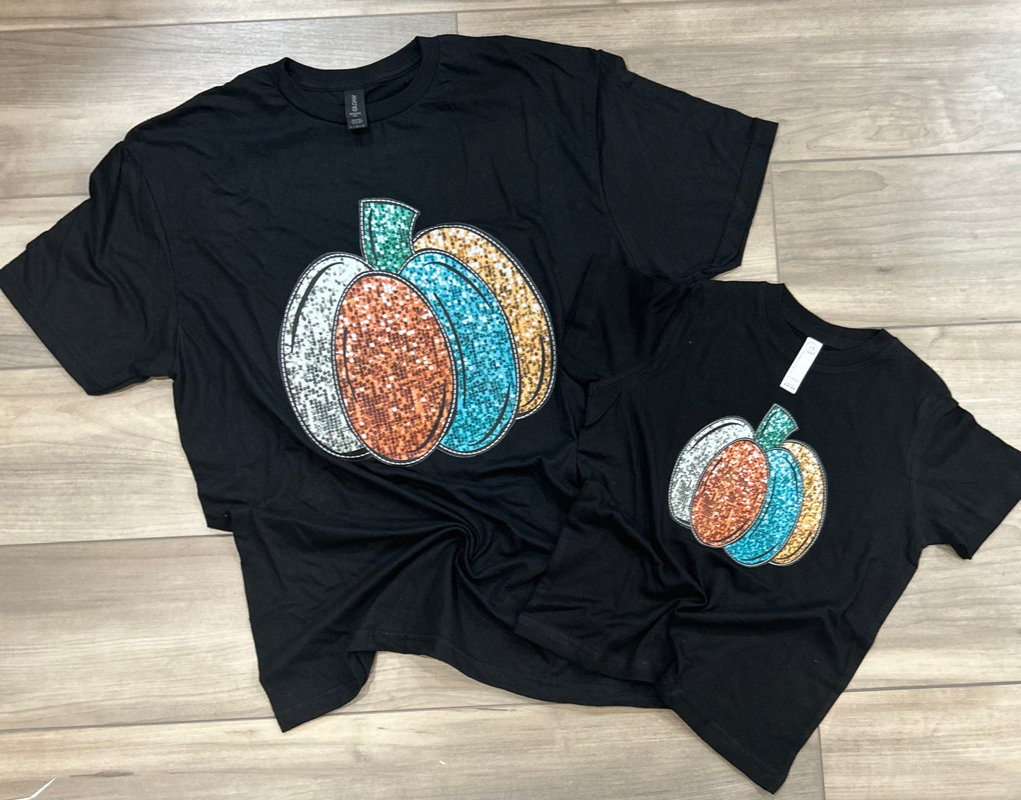 RTS Kids Faux Sequins Pumpkin Top in Black