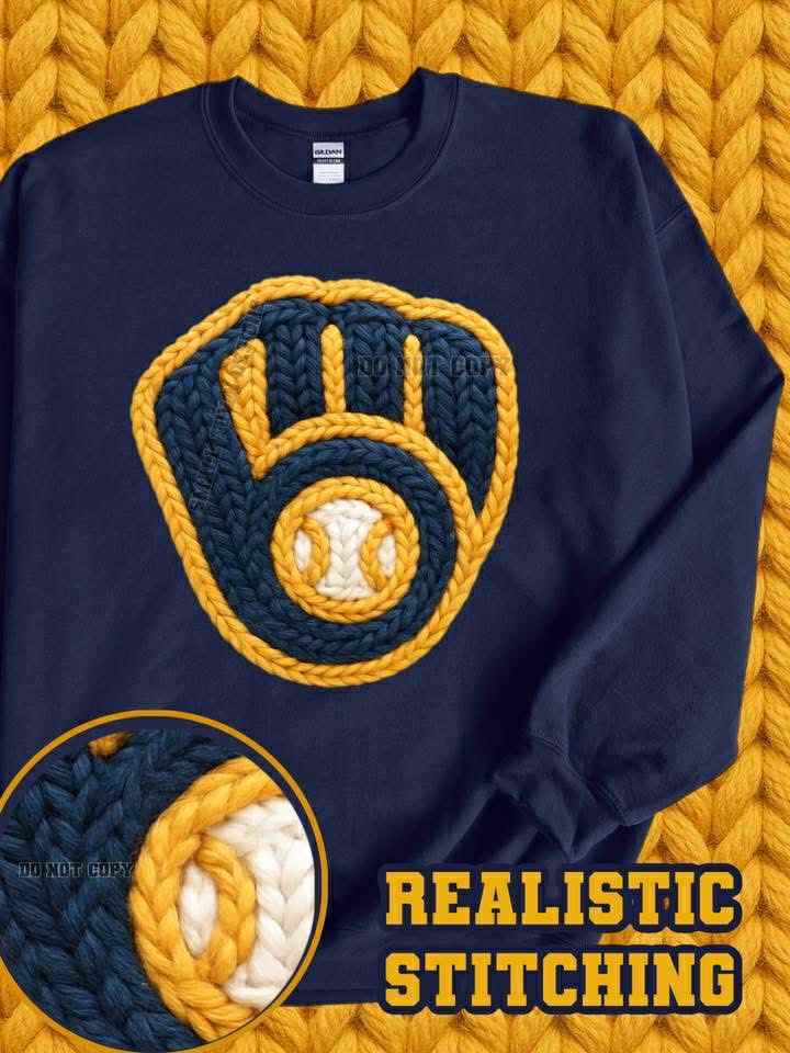 DTF Print- Faux Yarn Br3wers Baseball Mitt