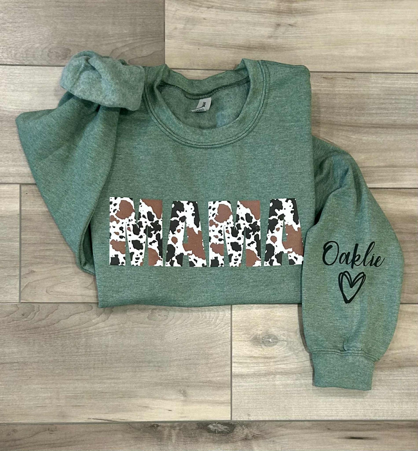 Cow Print Puff Printed Mama Top With or Without Names