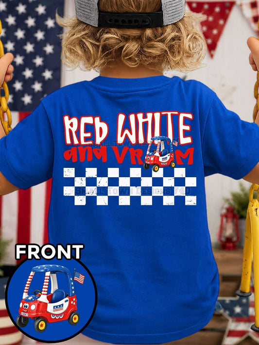 Red White & Vroom Kids Top