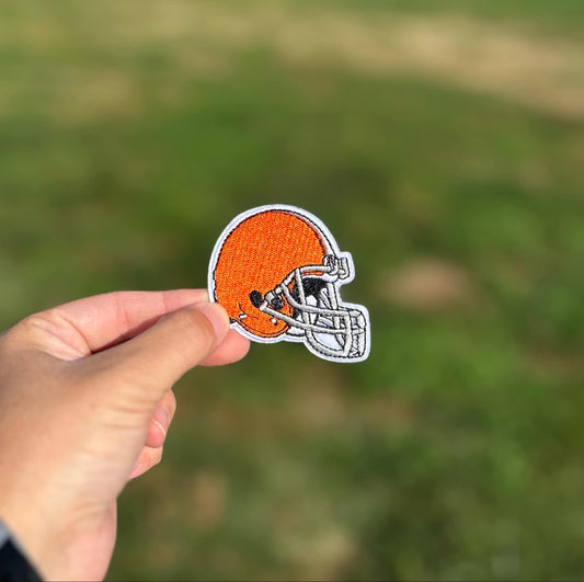 Orange Helmet Hat Patch