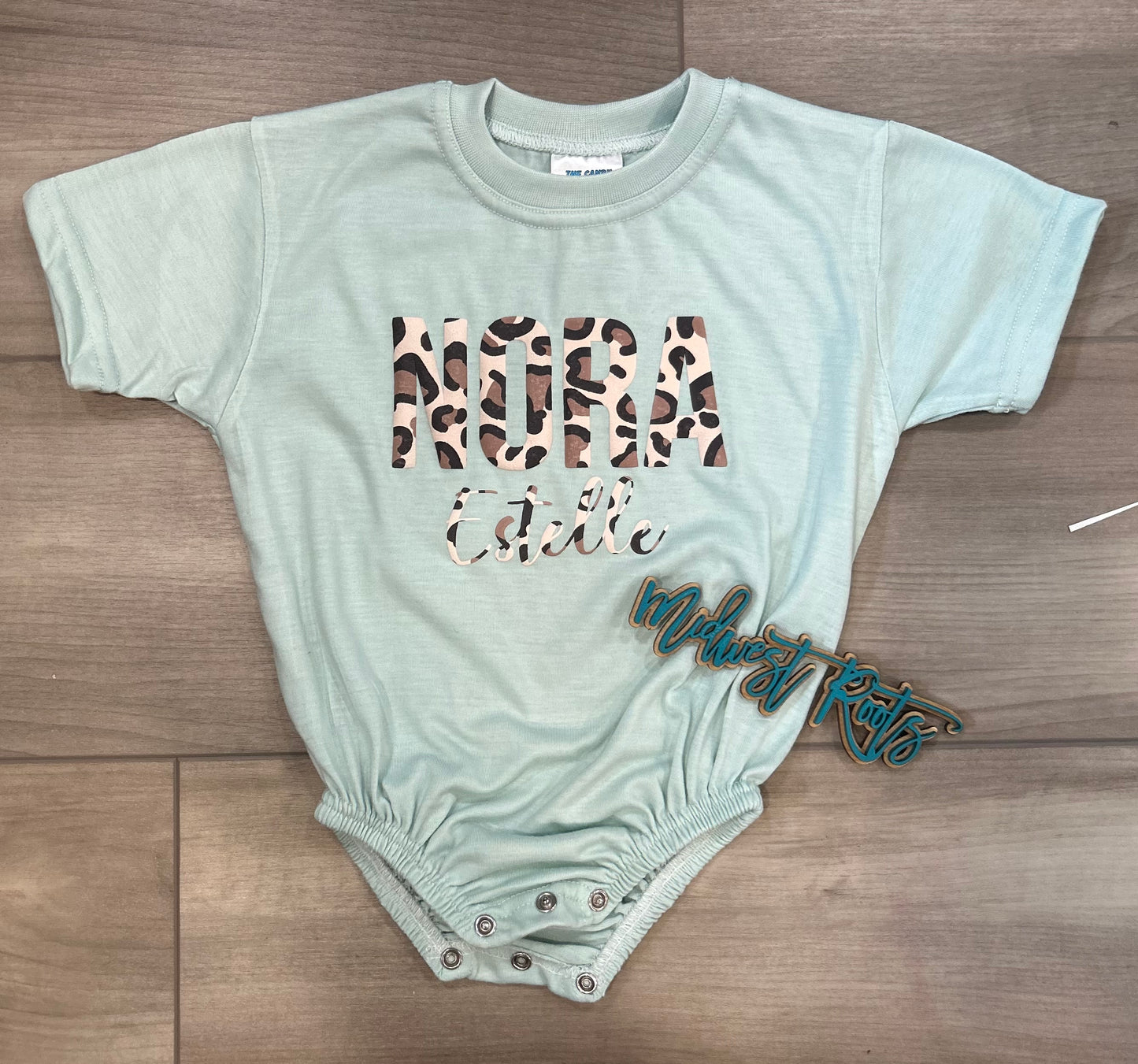 Kids Custom Name Cheetah Print Puff Print Top