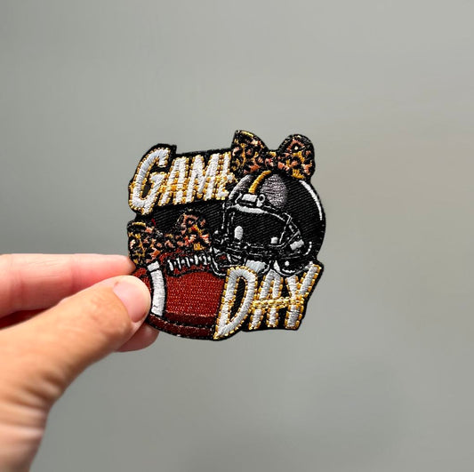 Football Helmet with Bow Game Day Hat Patch