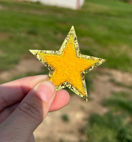 Yellow Star w/Gold Outline Hat Patch