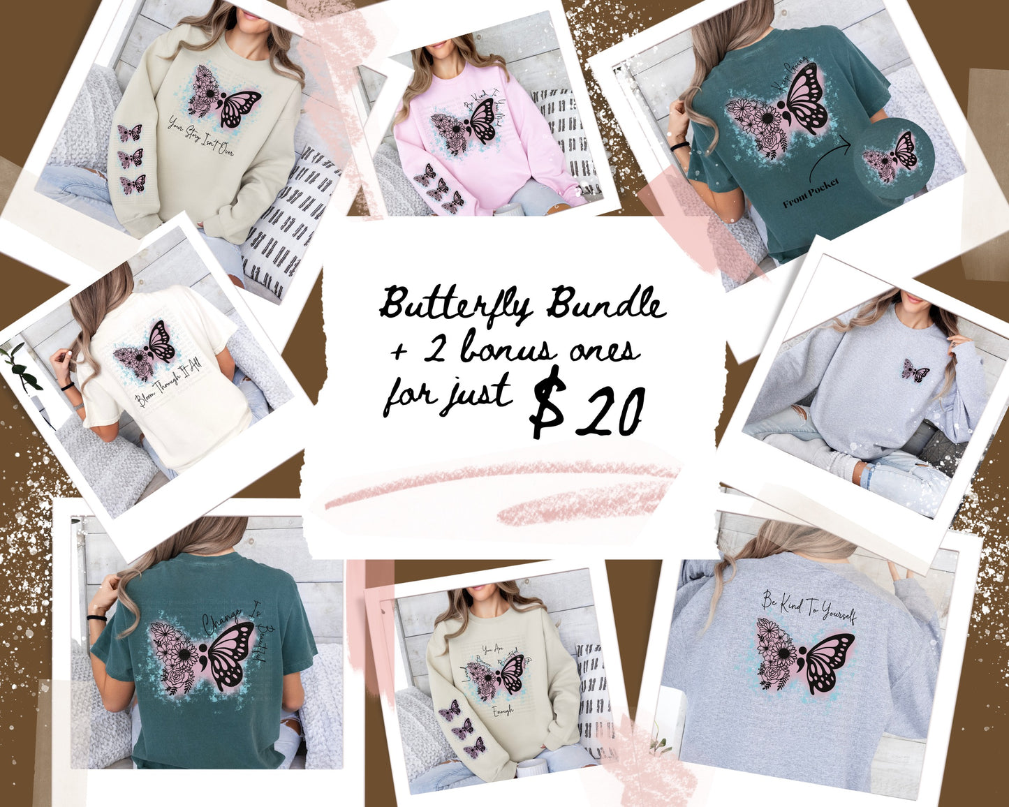 Butterfly Inspirational Bundle Digital Design