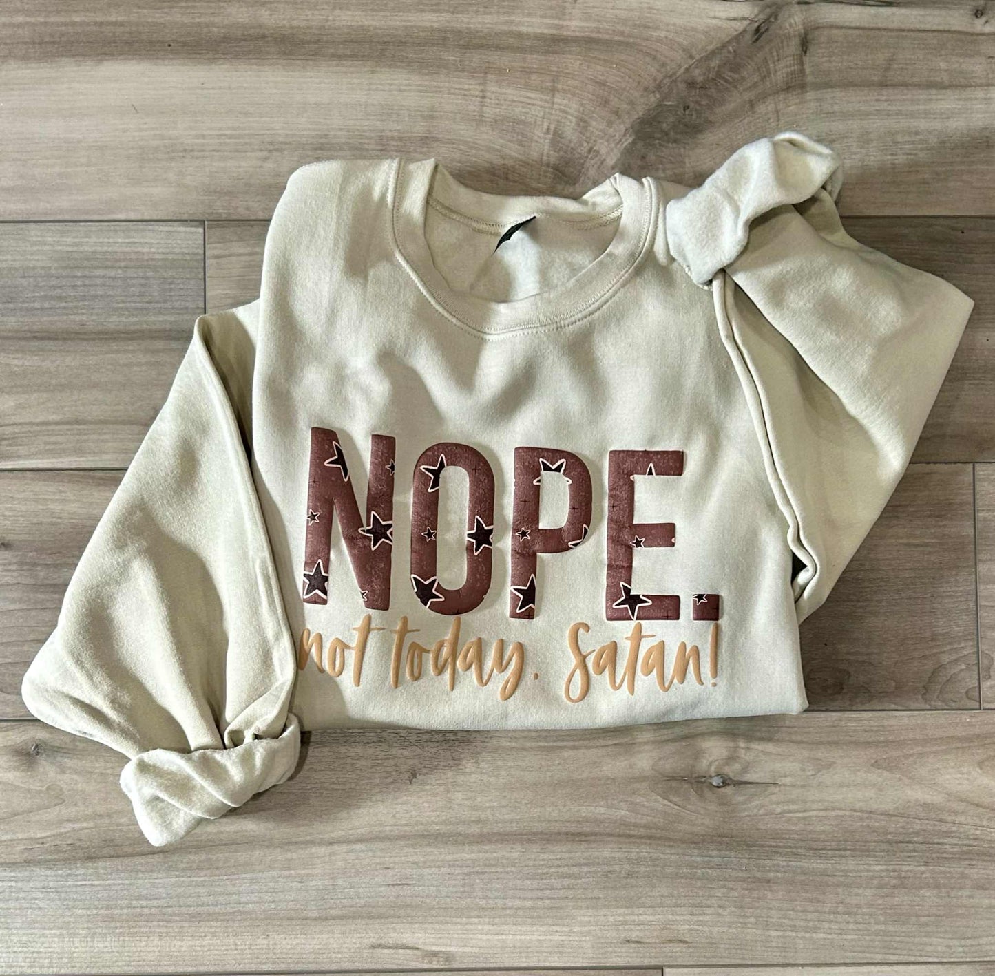 Nope Not Today Satan Puff Printed Top