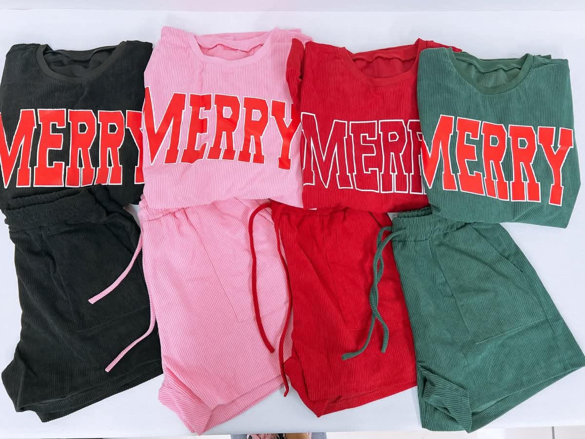 Pre Order Merry Sweatshirt and Short Set