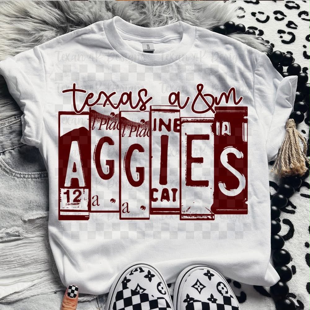 Texas @ggies License Plate Top