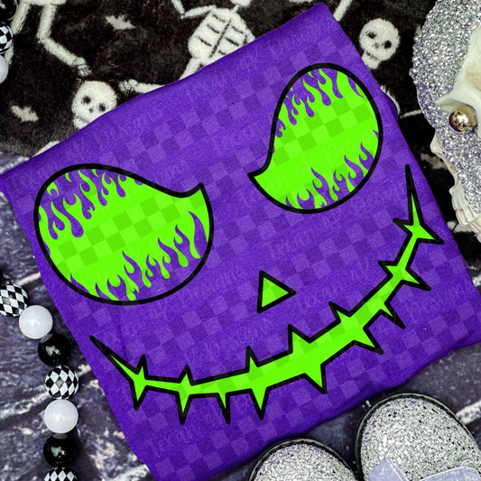 DTF Print - Green Jack O Lantern Face