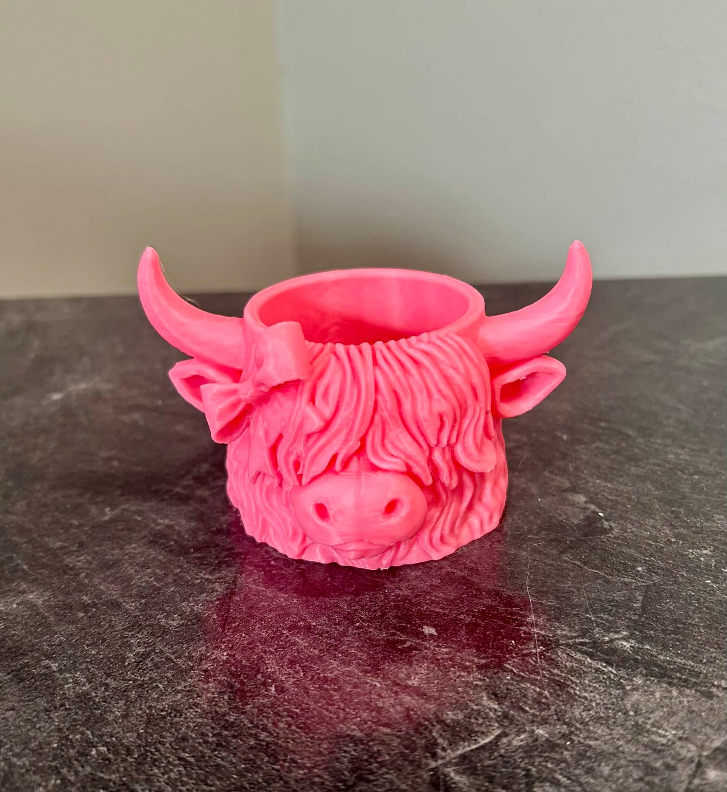 3D Printed Highland Cow Mini Planter