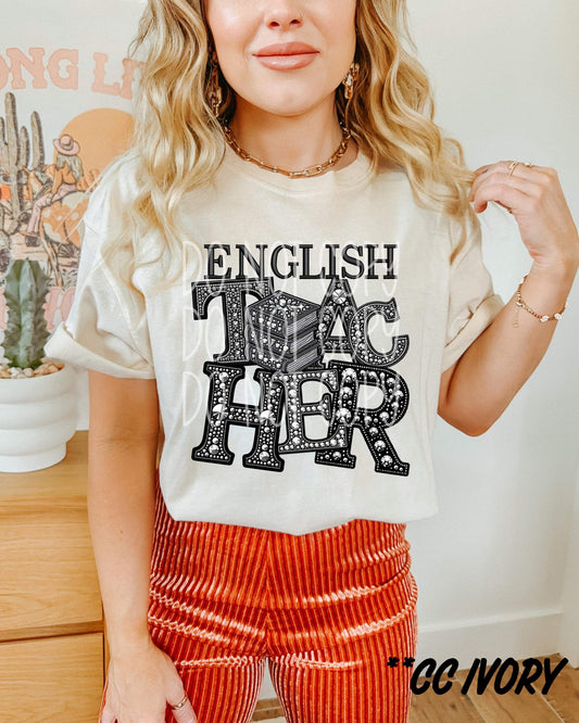 WS Completed Top English Teacher Faux Bling