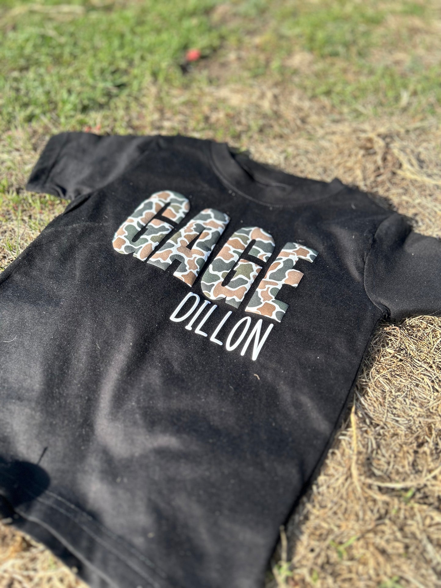 Custom Name Camo Printed Puff Print