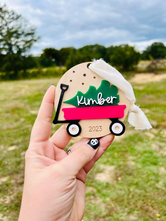 Personalized Red Wagon Ornament