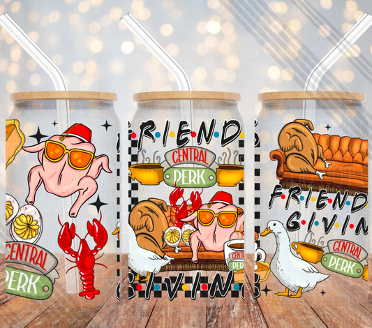 Friendsgiving 16oz Glass Can with Bamboo Lid