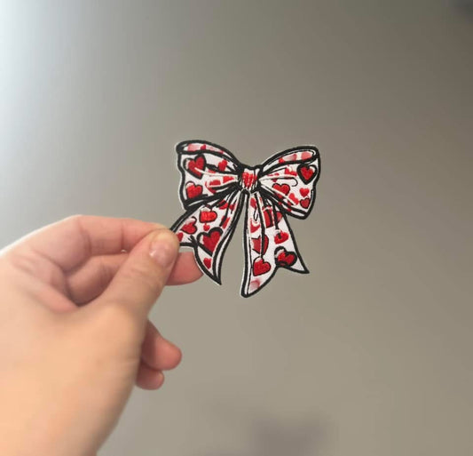 Bow with hearts Hat Patch