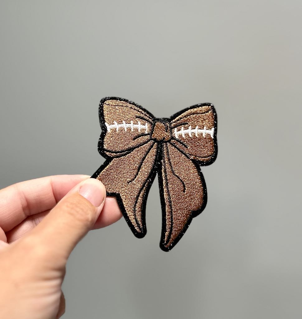 Football Bow with Glitter Hat Patch