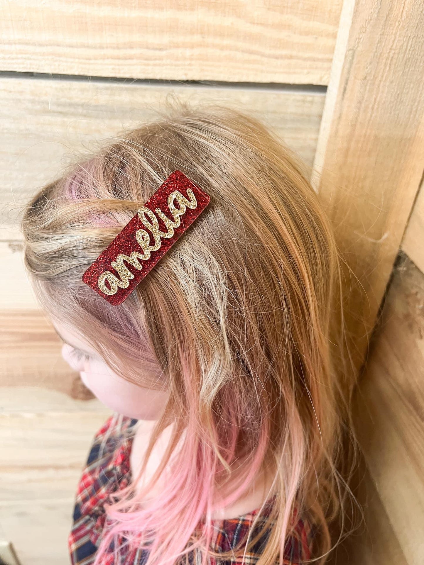 Red with Gold Customized Hair Clip