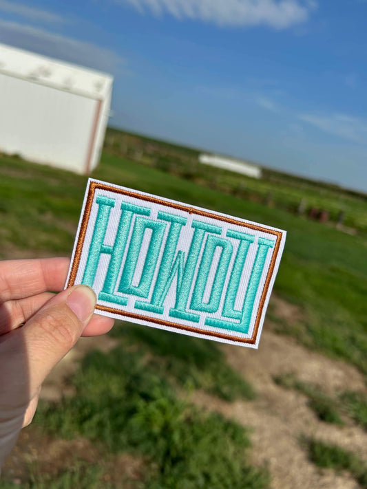 Teal Howdy Hat Patch
