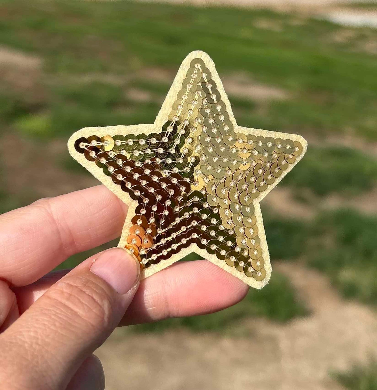 Gold Sequin Star Hat Patch