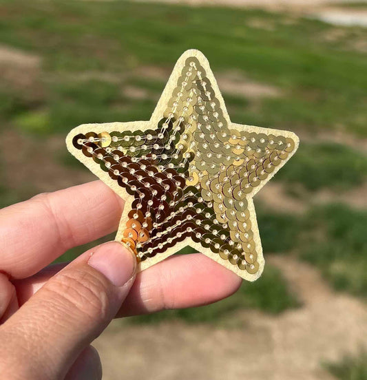 Gold Sequin Star Hat Patch