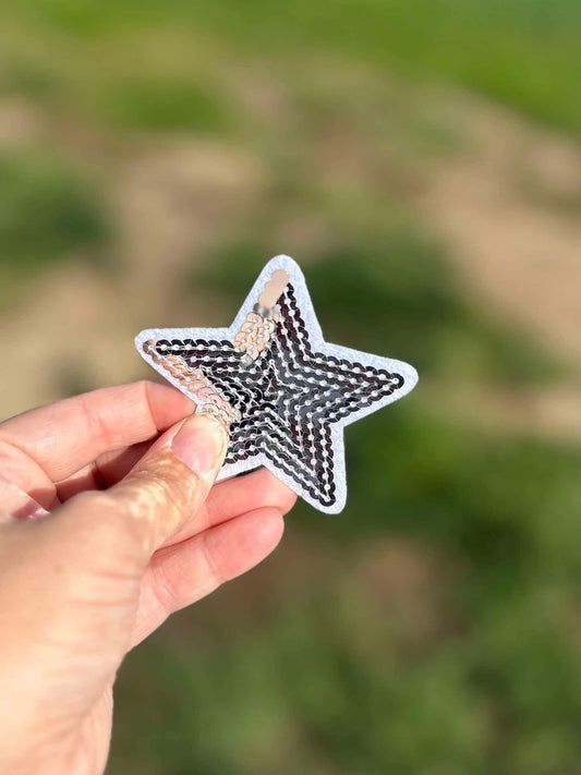 Mini Silver Star Hat Patch