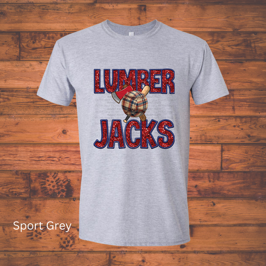 Lumberjacks Plaid Baseball Faux Glitter Top