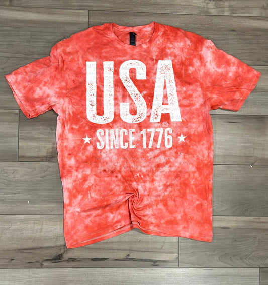 WS Completed USA 1776 Tie Dye top in Freedom Red