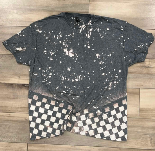 Blank Bleached Tee in Checkered Splatter