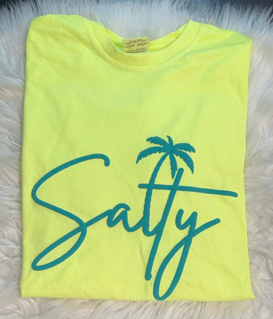 RTS Salty Teal Puff Print Top in CC Lemon