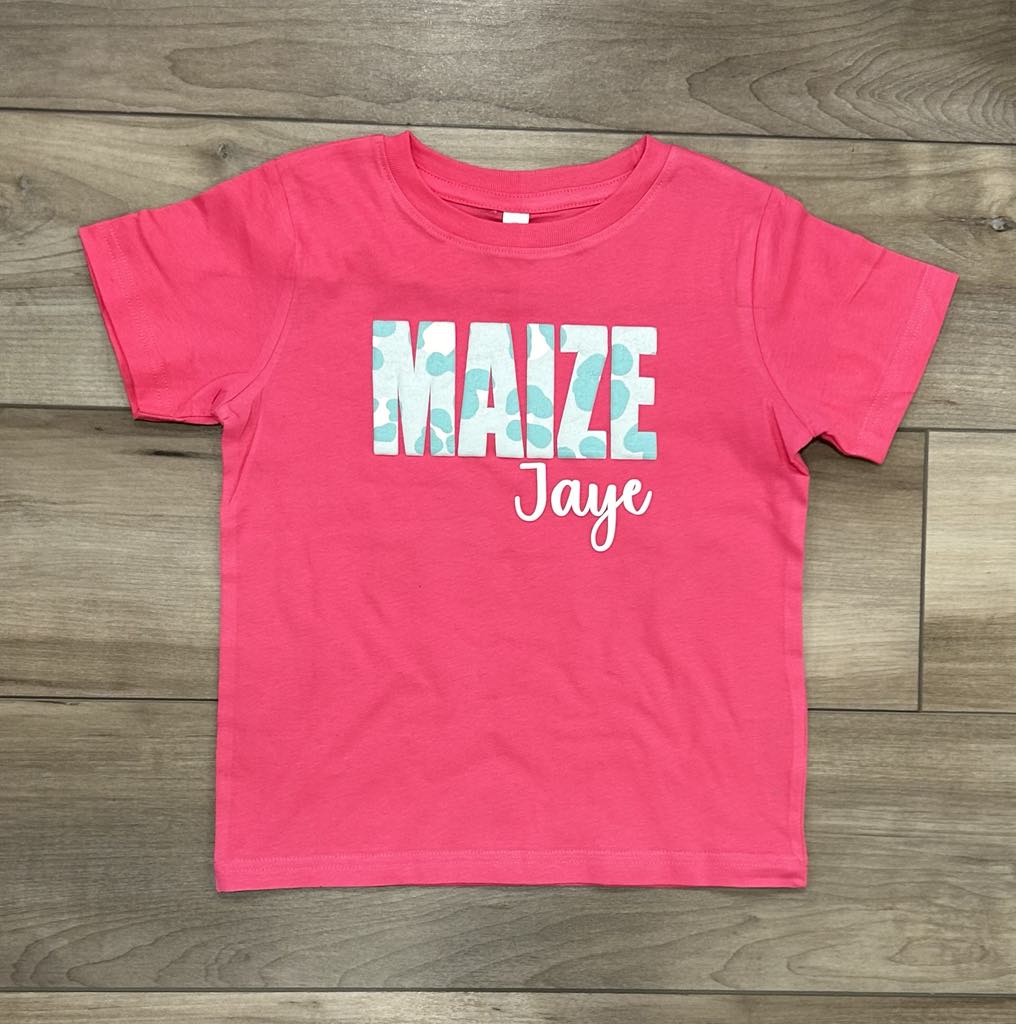 Custom Name Teal Leopard Printed Puff Print