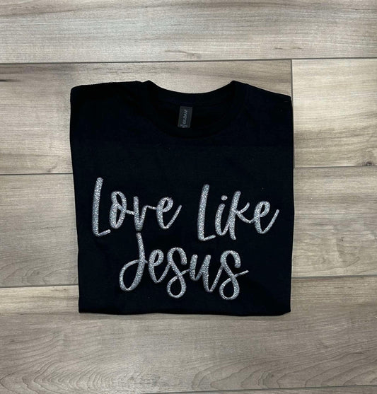 WS Completed Top Love Like Jesus Glitter Puff Printed