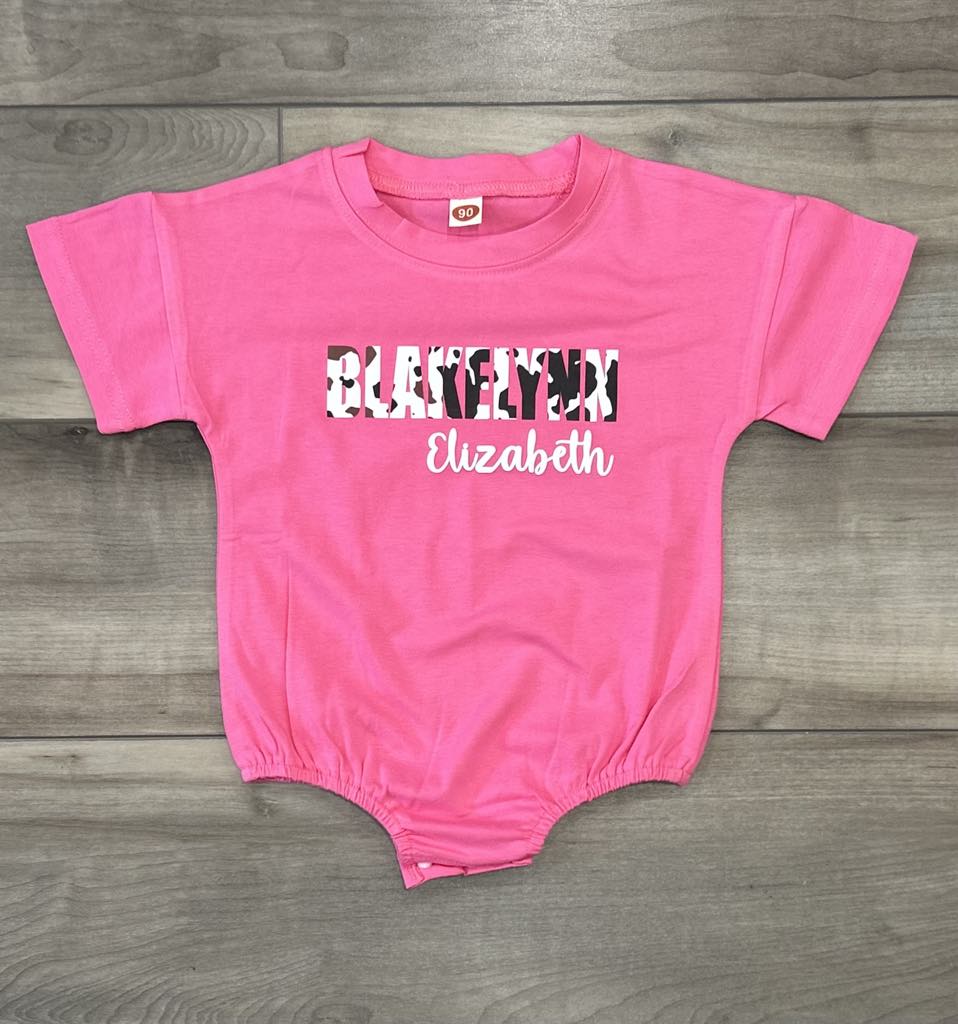 Custom Name Cow Print Printed Puff Print