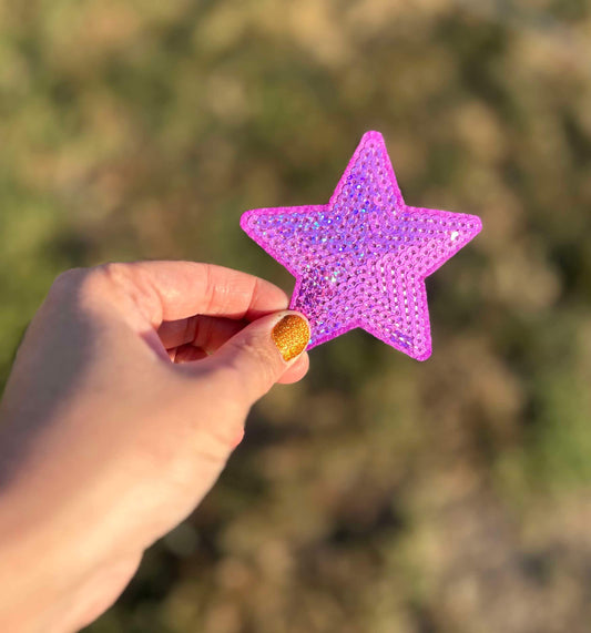 Purple Sequin Star Hat Patch