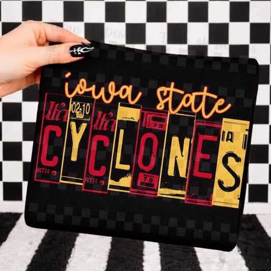 I0wa State Cycl0n3s License Plate Kids Top