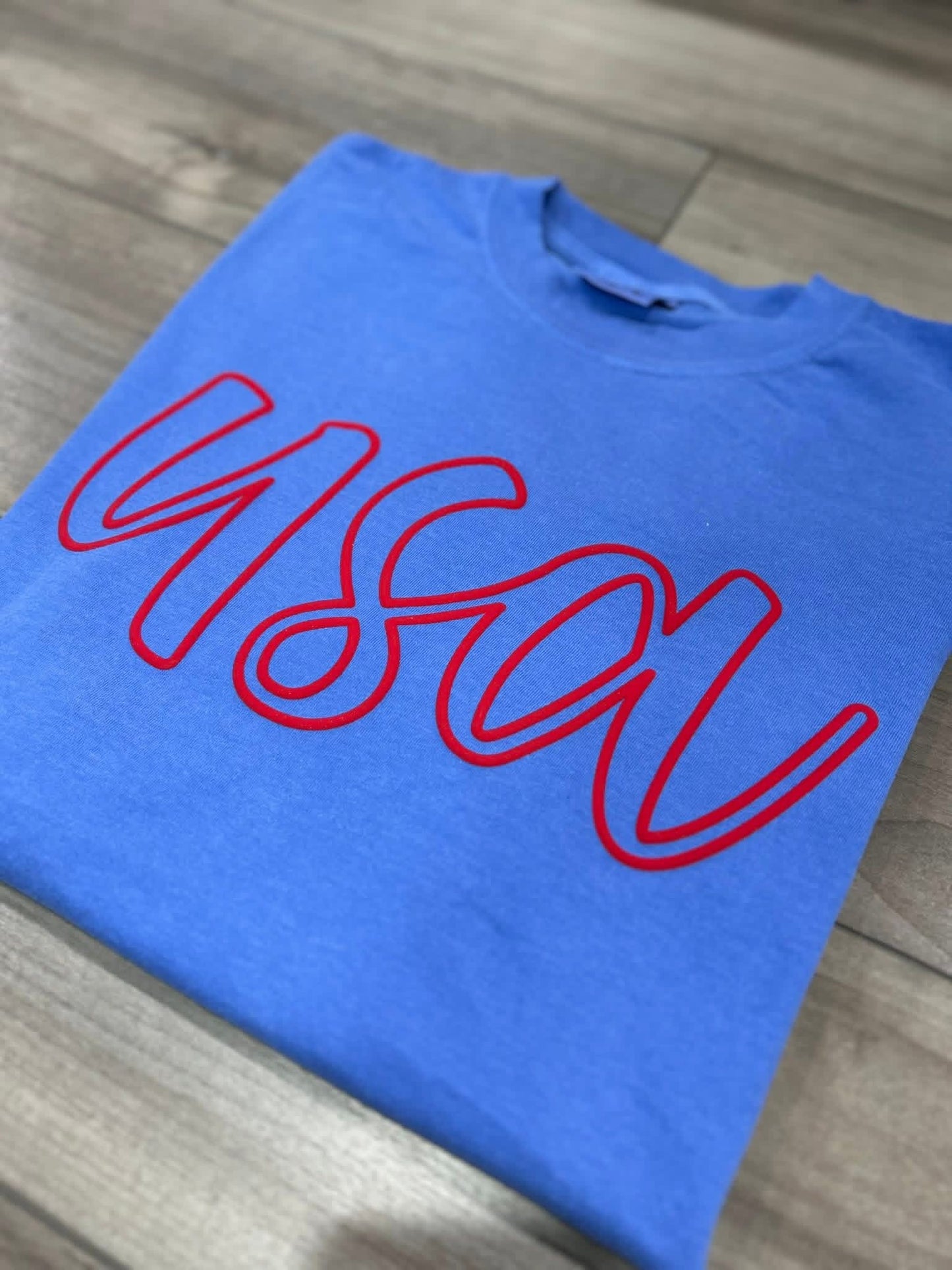 USA Outline Puff Printed Top