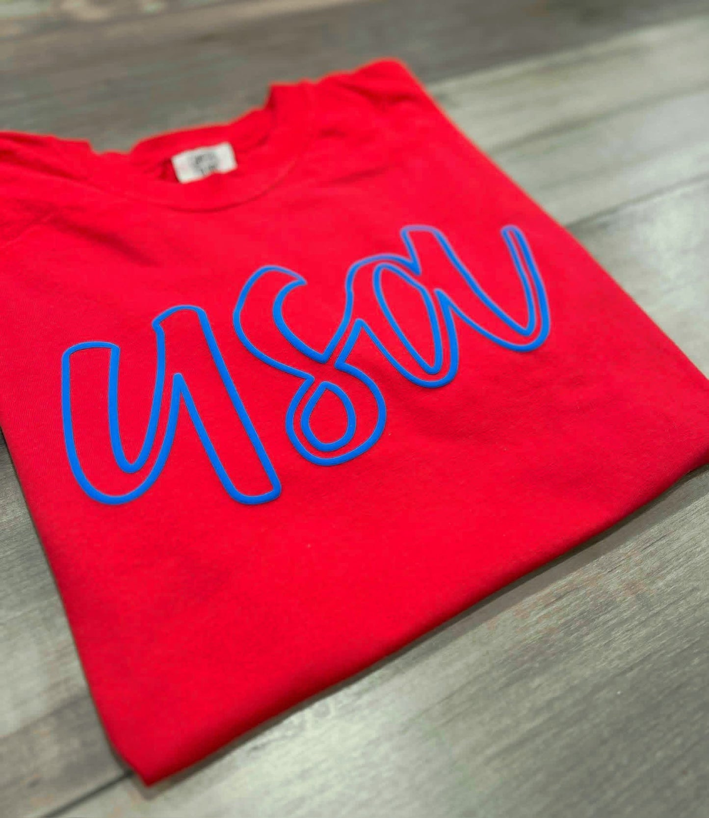 USA Outline Puff Printed Top