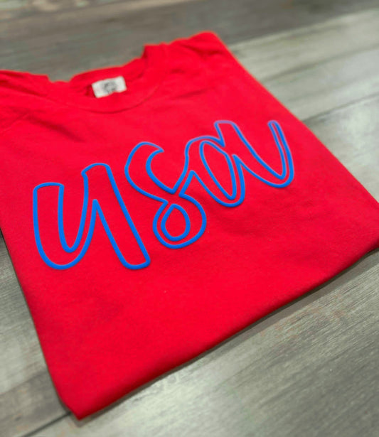 USA Outline Puff Printed Kids Top