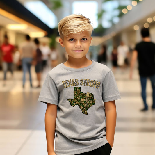 Texas Strong Camo Kids Top