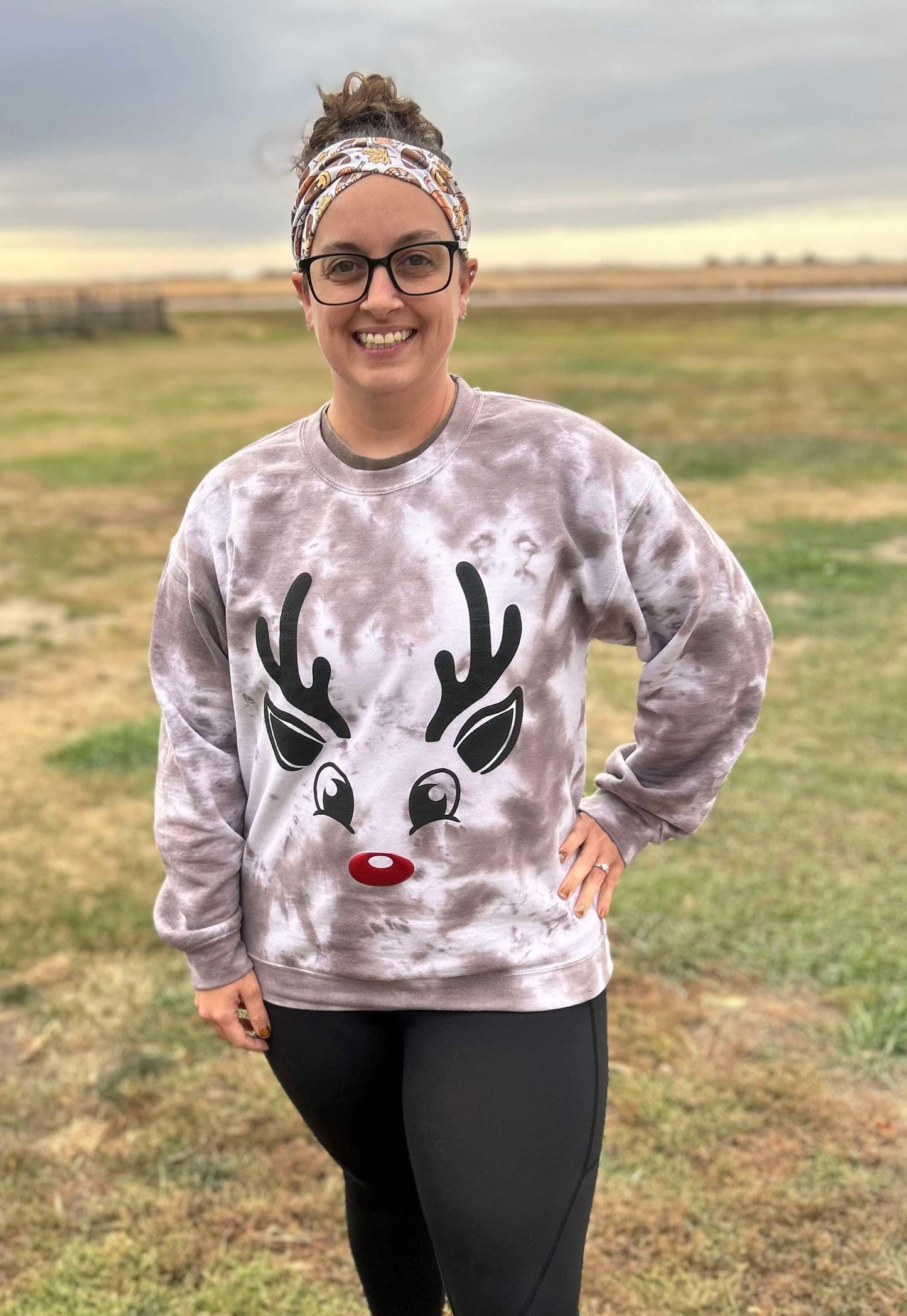 Reindeer Face Tie Dye top