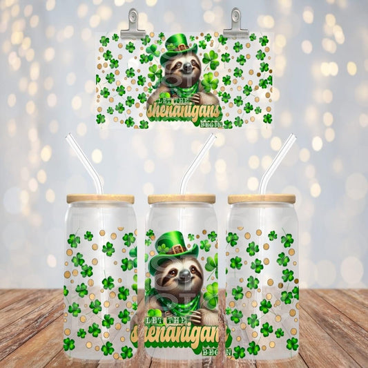 Let The Shenanigans Begin 16oz Glass Can with Bamboo Lid