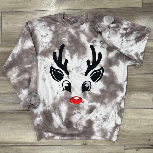 RTS Reindeer Puff Printed Dyed Top - Kids